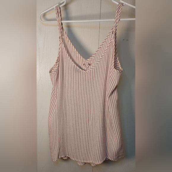 Torrid Sophie Stripe Lace Up Tank Top Size 0 Large Red White Swing Textured Boho - Picture 6 of 11